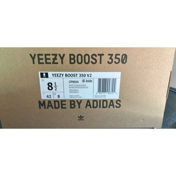 adidas Yeezy Boost 350 V2 "Zebra" White/Black Red SPLY-350 Sneakers US 8.5 NWB - Picture 5 of 12